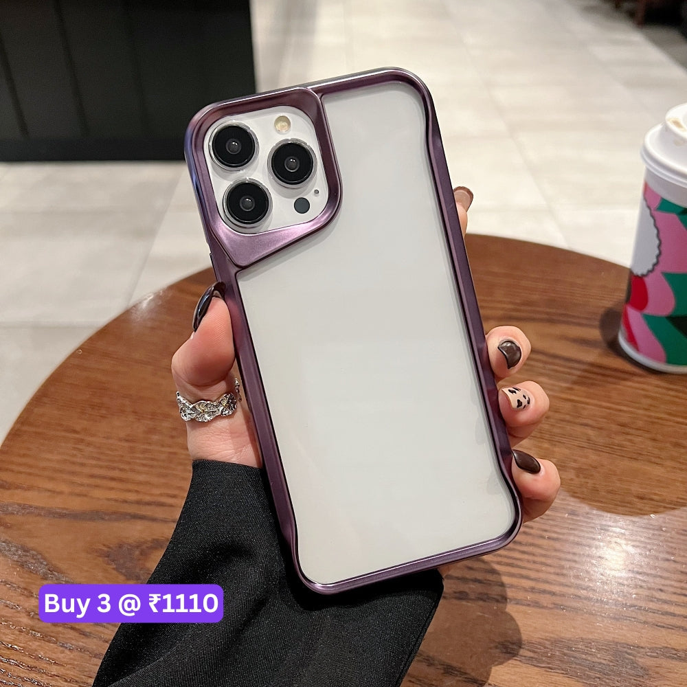 Electroplated Frame TPU (Soft) Transparent Phone Case - iPhone 15 Pro Max