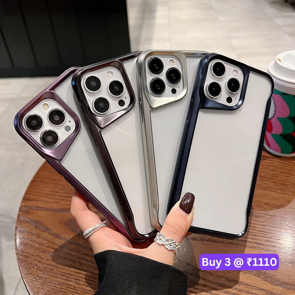 Electroplated Frame TPU (Soft) Transparent Phone Case - iPhone 15 Pro Max