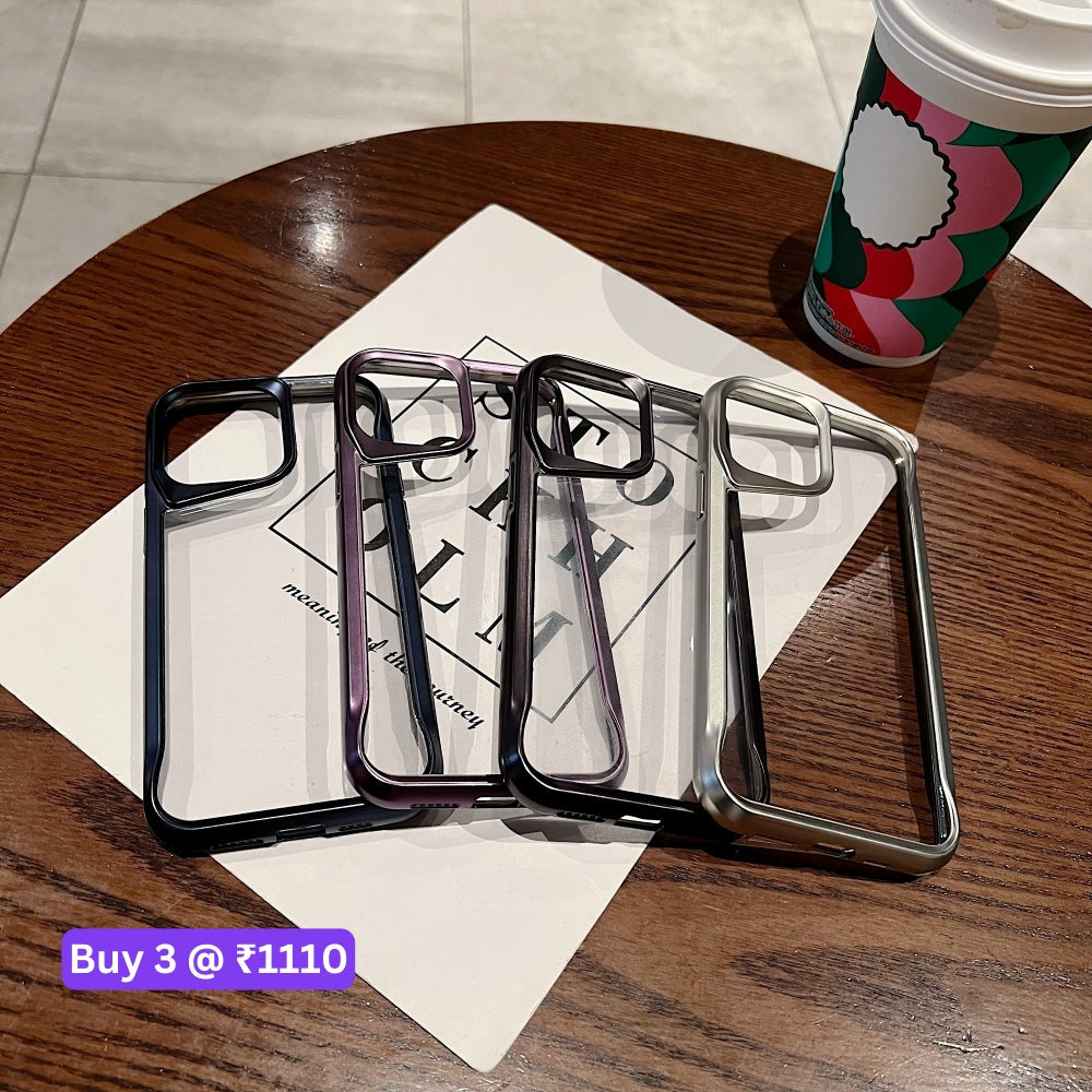 Electroplated Frame TPU (Soft) Transparent Phone Case - iPhone 15 Pro Max