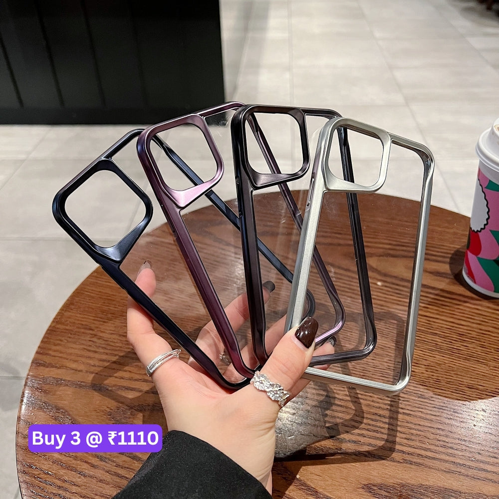 Electroplated Frame TPU (Soft) Transparent Phone Case - iPhone 15 Pro Max