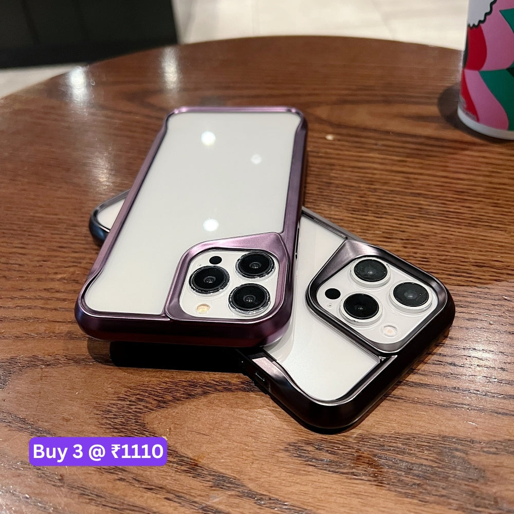 Electroplated Frame TPU (Soft) Transparent Phone Case - iPhone 15 Pro Max