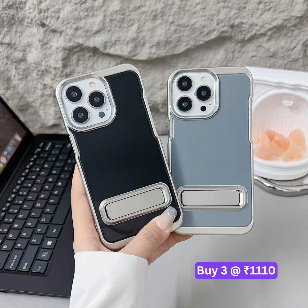 Electroplated Metal Kickstand TPU (Soft) Phone Case - iPhone 14 Pro Max