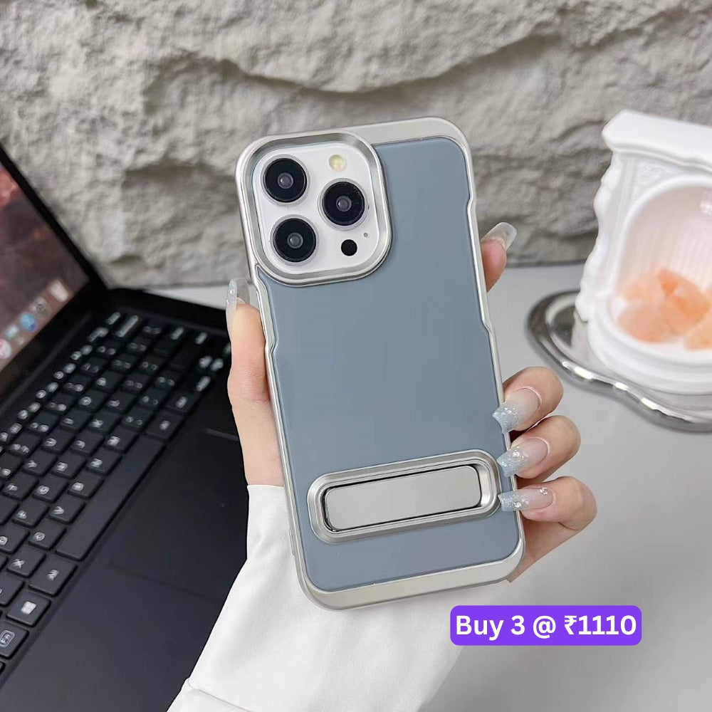 Electroplated Metal Kickstand TPU (Soft) Phone Case - iPhone 14 Pro Max