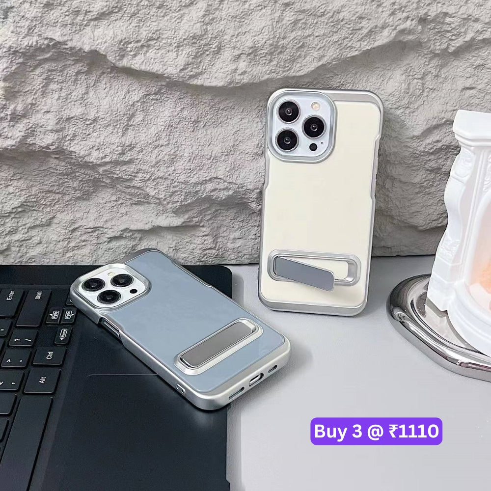 Electroplated Metal Kickstand TPU (Soft) Phone Case - iPhone 14 Pro Max