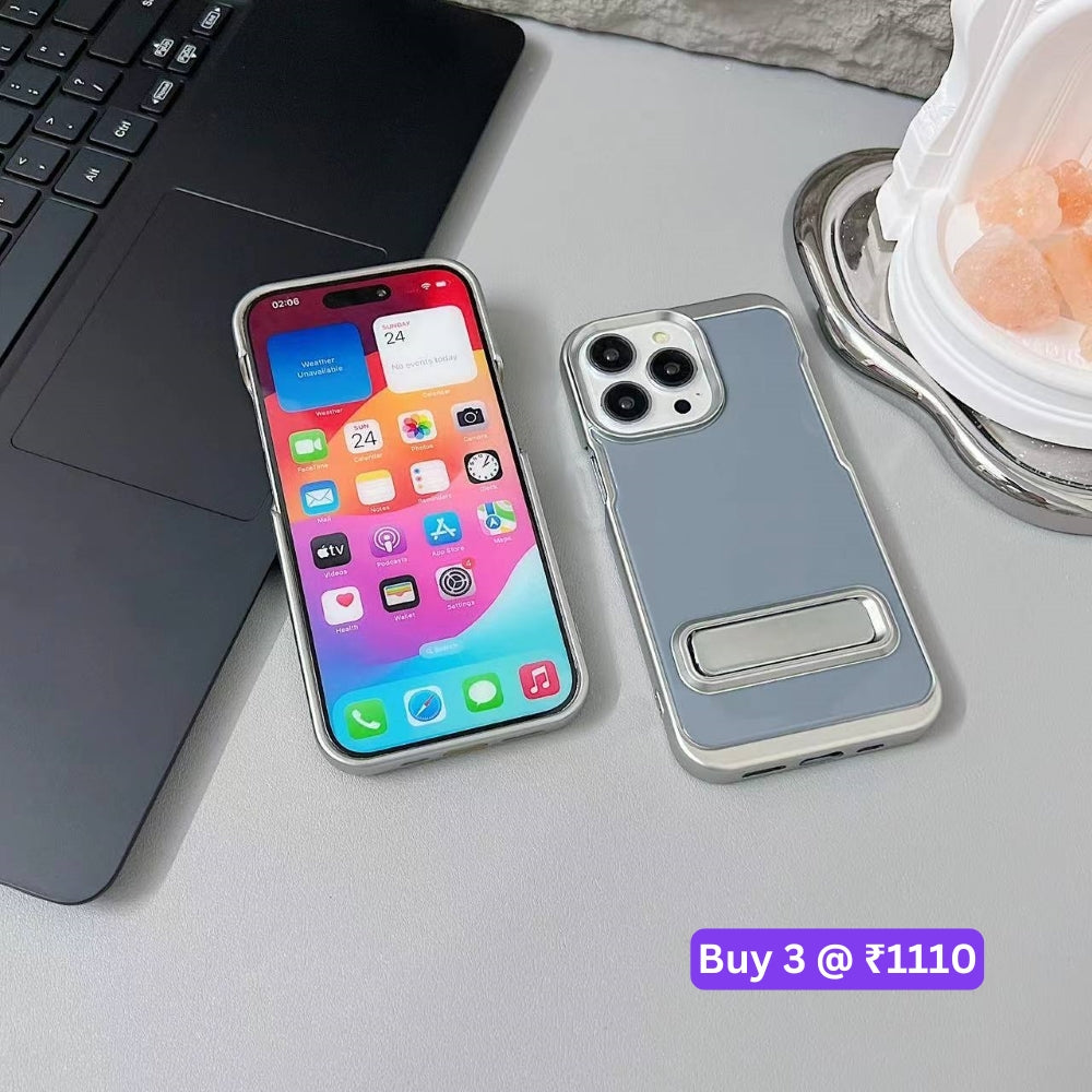 Electroplated Metal Kickstand TPU (Soft) Phone Case - iPhone 14 Pro Max