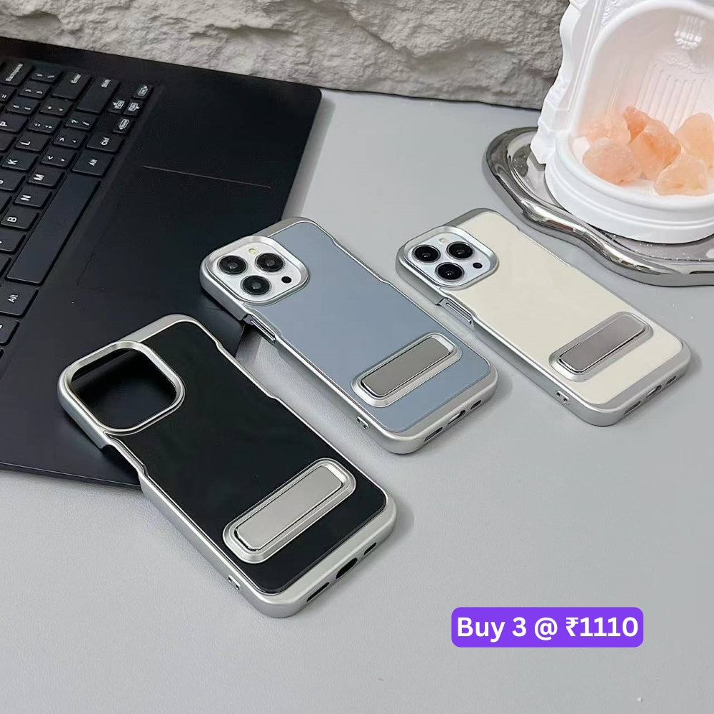 Electroplated Metal Kickstand TPU (Soft) Phone Case - iPhone 14 Pro Max