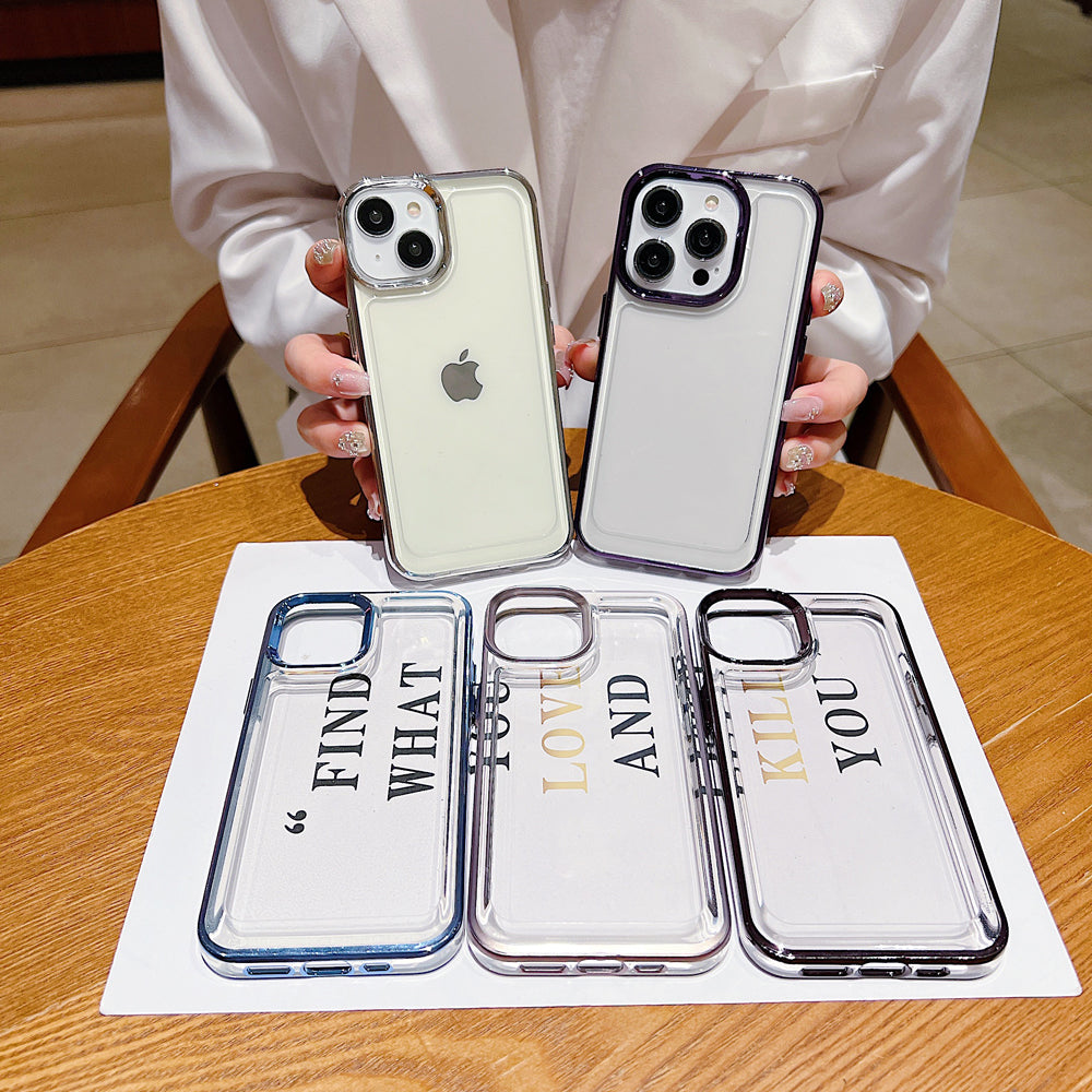 Electroplating Shockproof Color Frame Transparent Cover - iPhone 15 Pro Max
