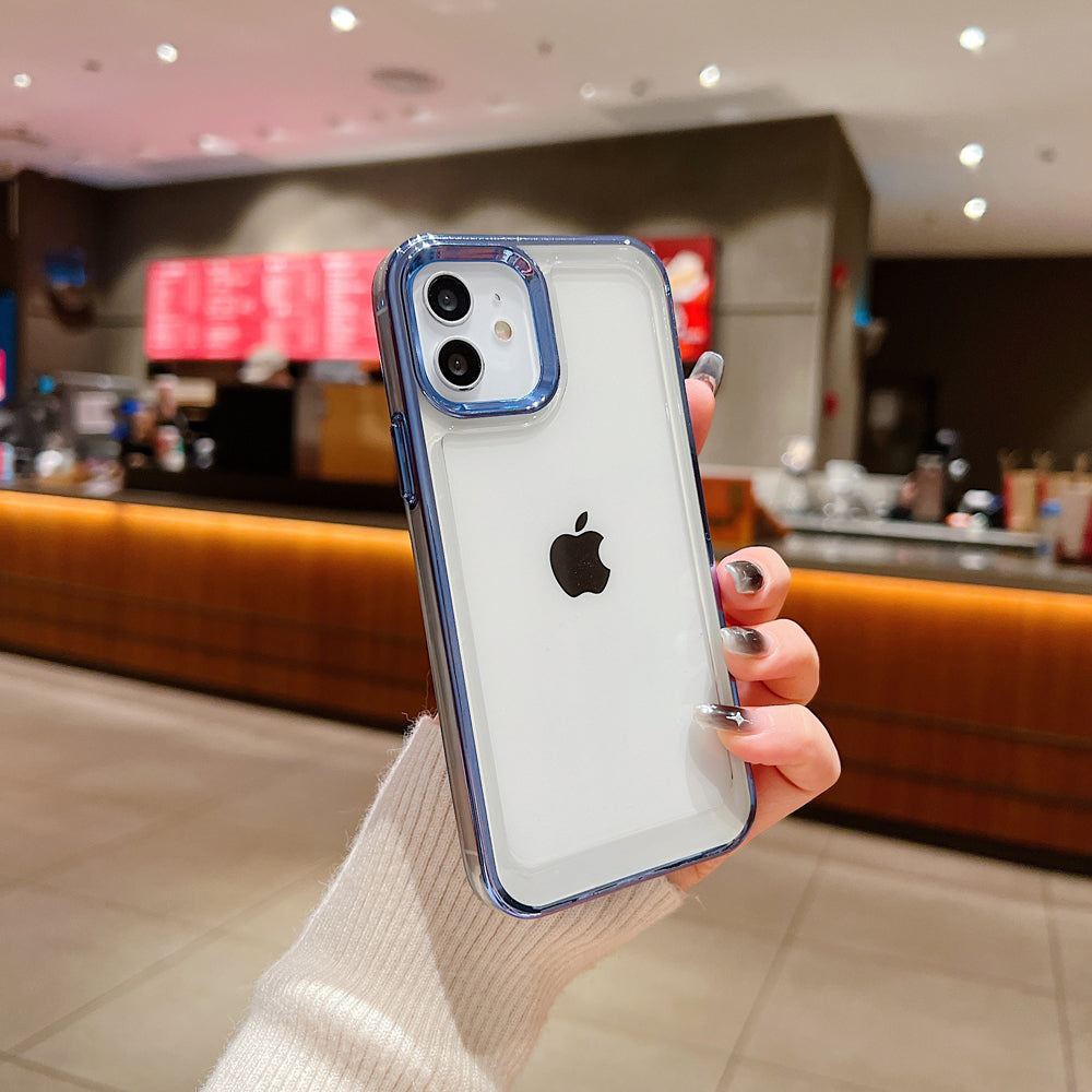 Electroplating Shockproof Color Frame Transparent Cover - iPhone 15 Pro Max