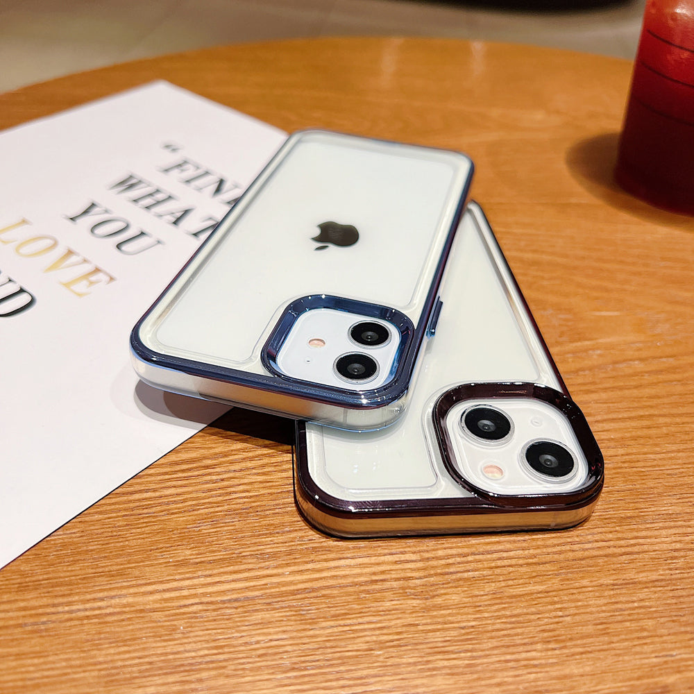 Electroplating Shockproof Color Frame Transparent Cover - iPhone 15 Pro Max