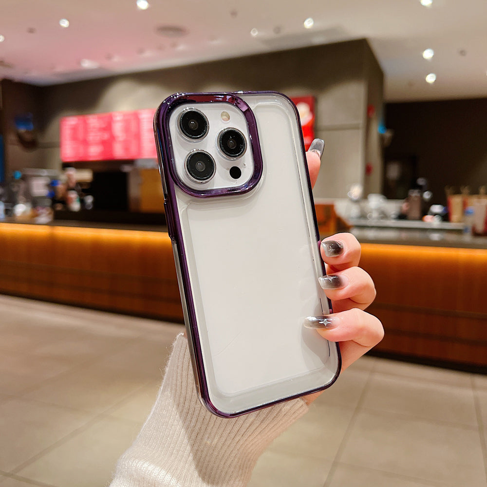 Electroplating Shockproof Color Frame Transparent Cover - iPhone 15 Pro Max