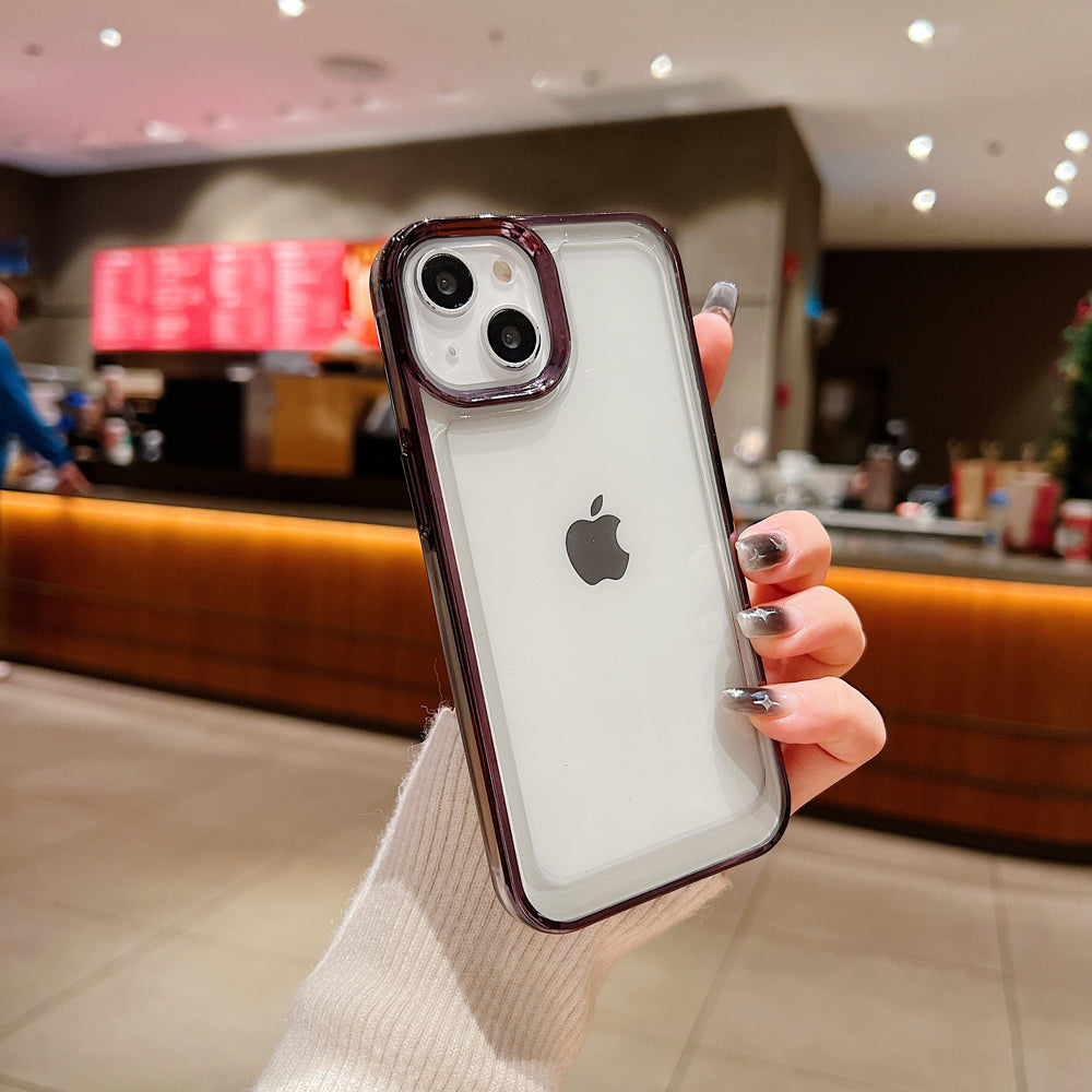 Electroplating Shockproof Color Frame Transparent Cover - iPhone 15 Pro Max