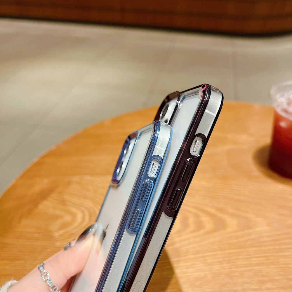 Electroplating Shockproof Color Frame Transparent Cover - iPhone 15 Pro Max