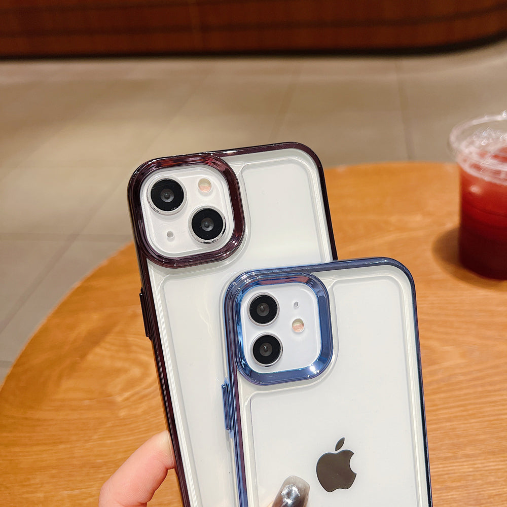 Electroplating Shockproof Color Frame Transparent Cover - iPhone 15 Pro Max