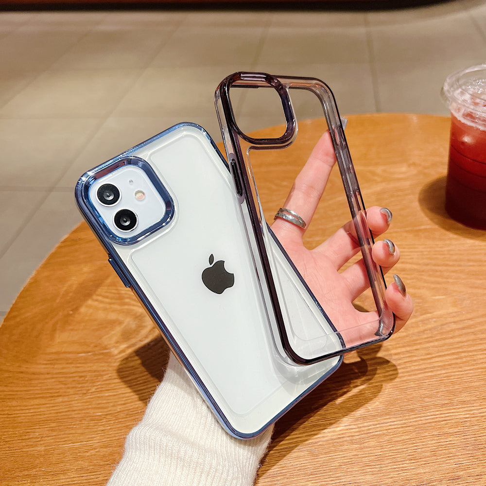 Electroplating Shockproof Color Frame Transparent Cover - iPhone 15 Pro Max