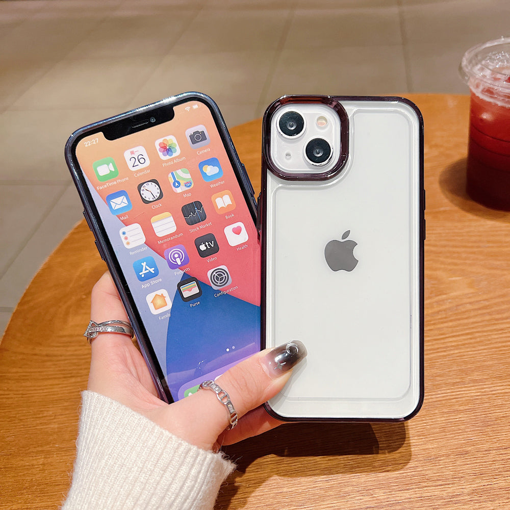 Electroplating Shockproof Color Frame Transparent Cover - iPhone 15 Pro Max