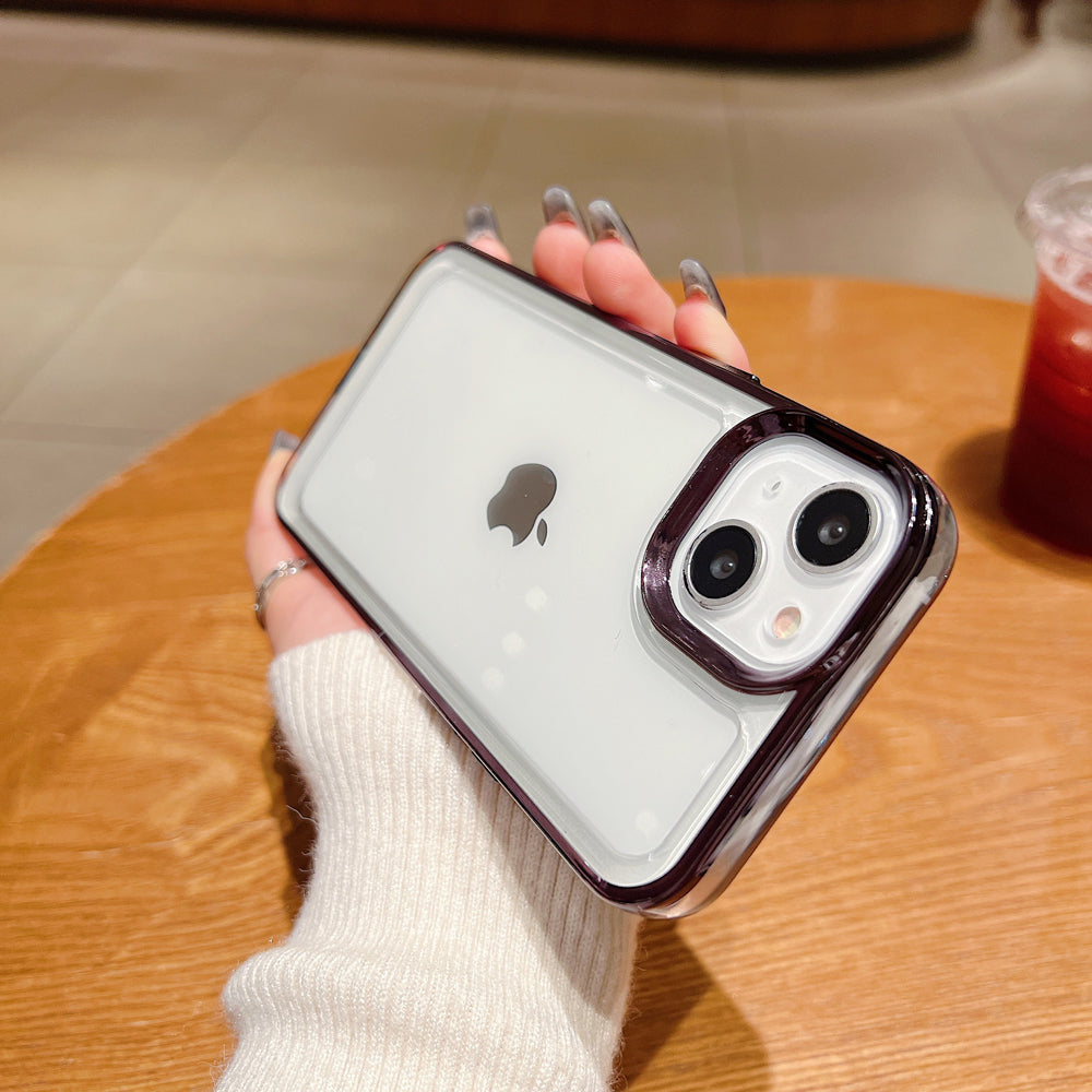 Electroplating Shockproof Color Frame Transparent Cover - iPhone 15 Pro Max