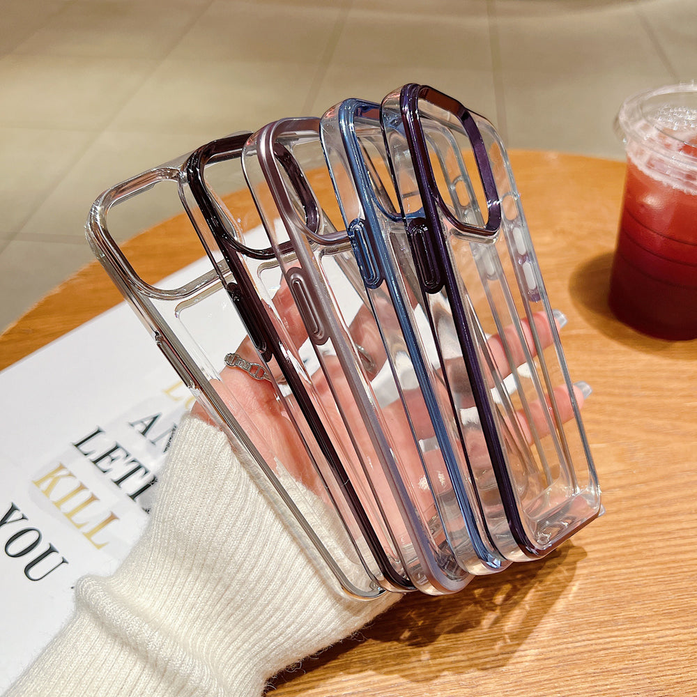 Electroplating Shockproof Color Frame Transparent Cover - iPhone 15 Pro Max