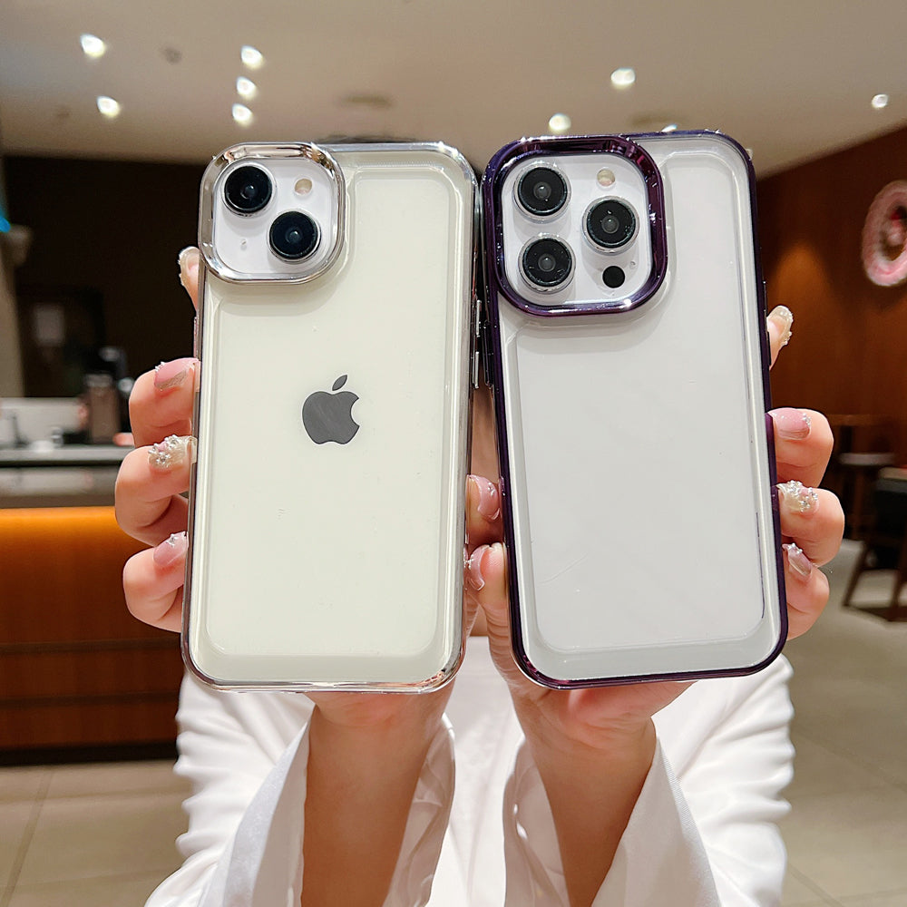 Electroplating Shockproof Color Frame Transparent Cover - iPhone 15 Pro Max