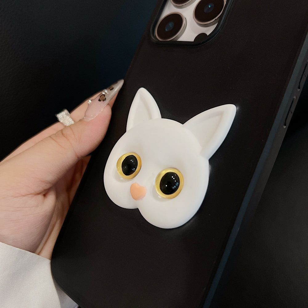 Embossed Panda | 3D Eye Cat TPU (Soft) Phone Case - iPhone 15 Plus