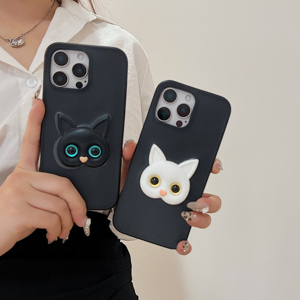 Embossed Panda | 3D Eye Cat TPU (Soft) Phone Case - Samsung S23FE