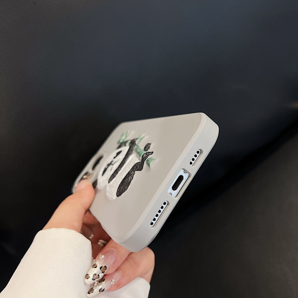 Embossed Panda | 3D Eye Cat TPU (Soft) Phone Case - iPhone 16 Plus