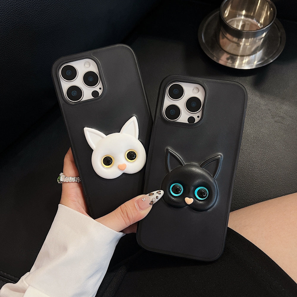 Embossed Panda | 3D Eye Cat TPU (Soft) Phone Case - iPhone 14 Plus