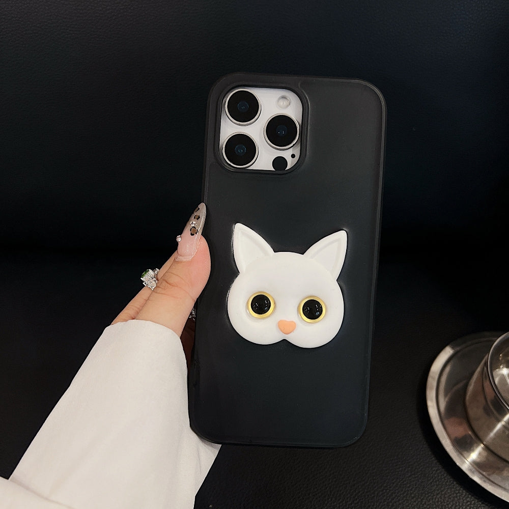 Embossed Panda | 3D Eye Cat TPU (Soft) Phone Case - Samsung S23FE