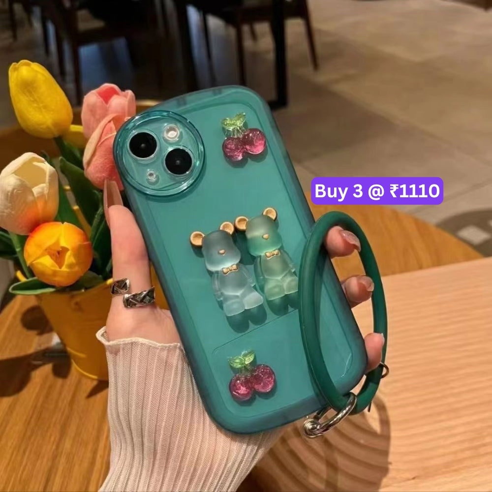 Fashion Bear Cartoon Ornament Bracelet Color Transparent Tpu Cover – Samsung M10S