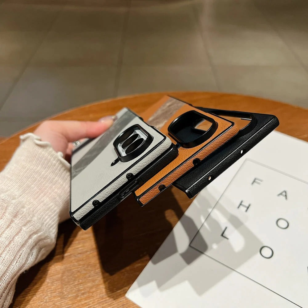 Fine Line Leather Wave Phone Case