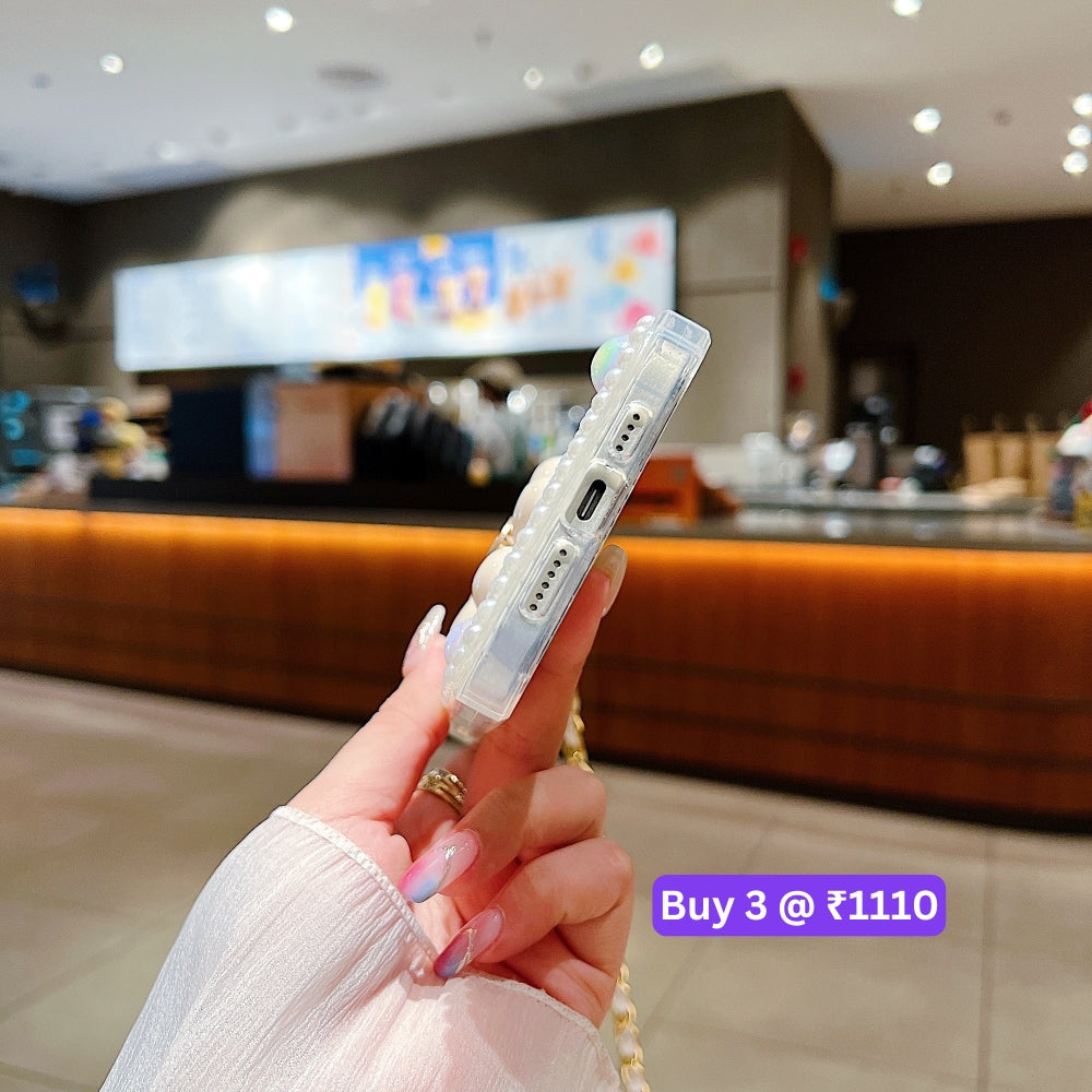 Flower Pearly Perfume Bottle Handmade Soft Phone Case - iPhone 15 Pro