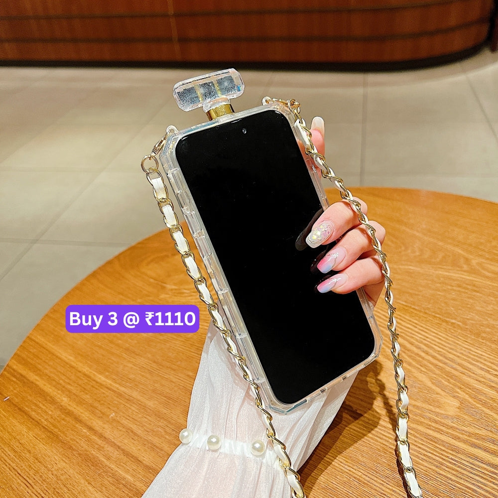 Flower Pearly Perfume Bottle Handmade Soft Phone Case - iPhone 15 Pro