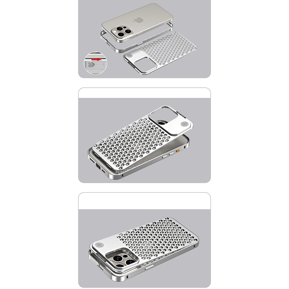 Aluminum Full Metal Mesh Heat Sink Phone Case - iPhone 15 Plus