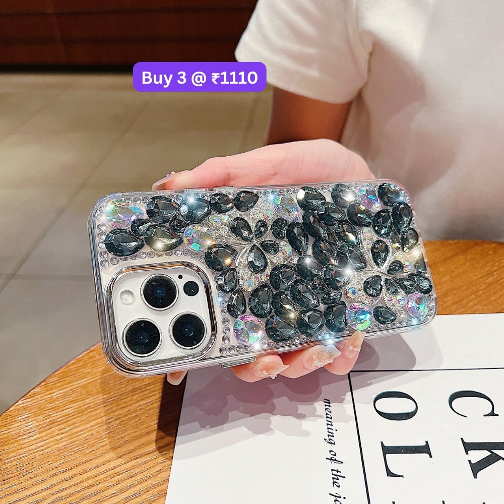 Full Covered Diamond and Butterfly Charm TPU (Soft) Phone Case | Mobile Cover - iPhone 16