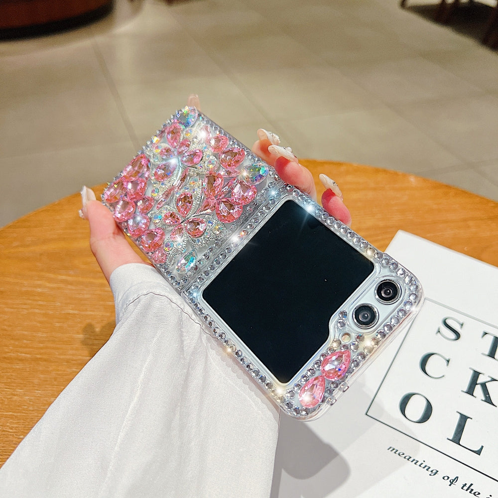 Full Covered Diamond and Butterfly Charm TPU (Soft) Phone Case | Mobile Cover - Samsung Z Flip 6