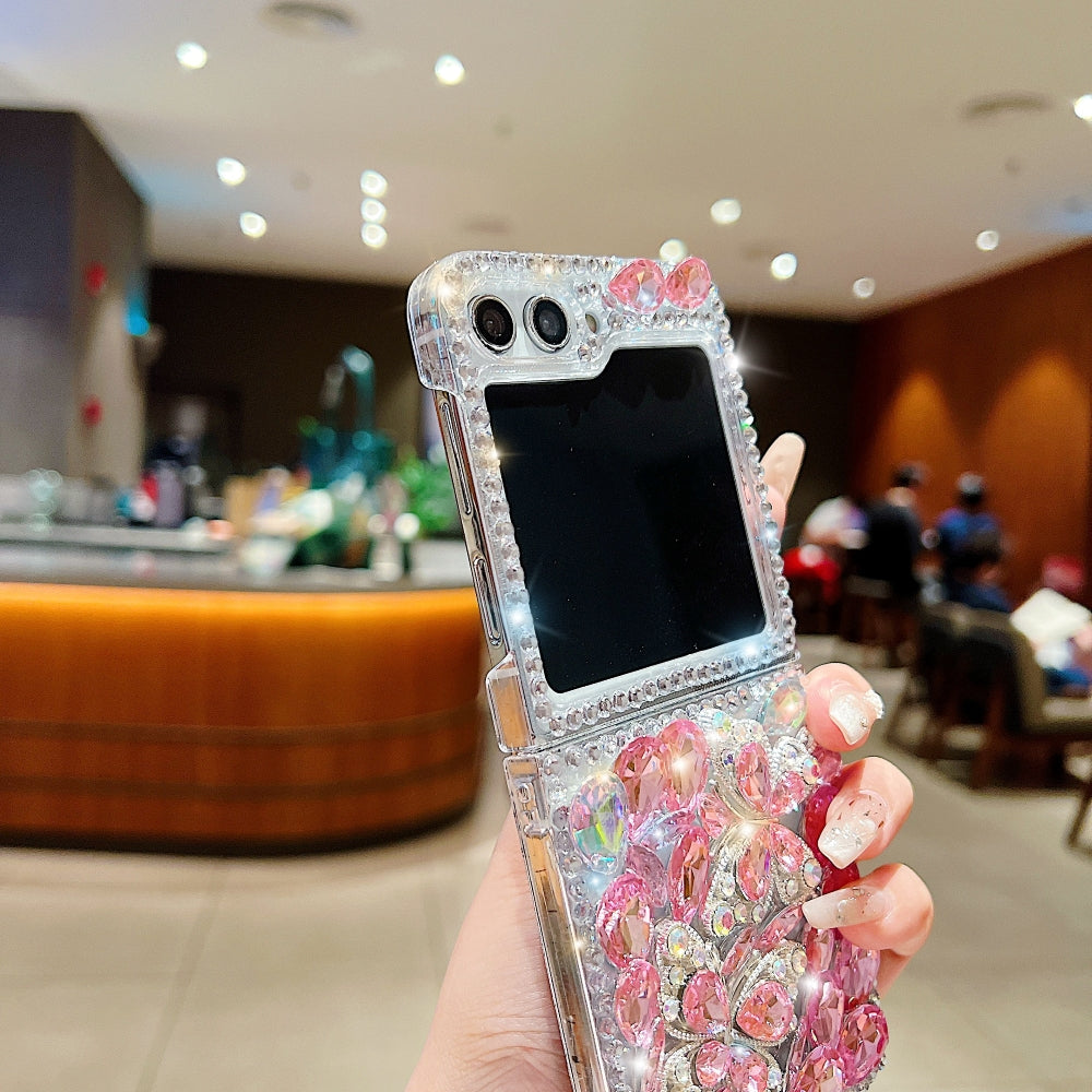 Full Covered Diamond and Butterfly Charm TPU (Soft) Phone Case | Mobile Cover - Samsung Z Flip 6