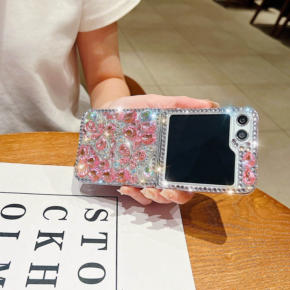 Full Covered Diamond and Butterfly Charm TPU (Soft) Phone Case | Mobile Cover - Samsung Z Flip 6