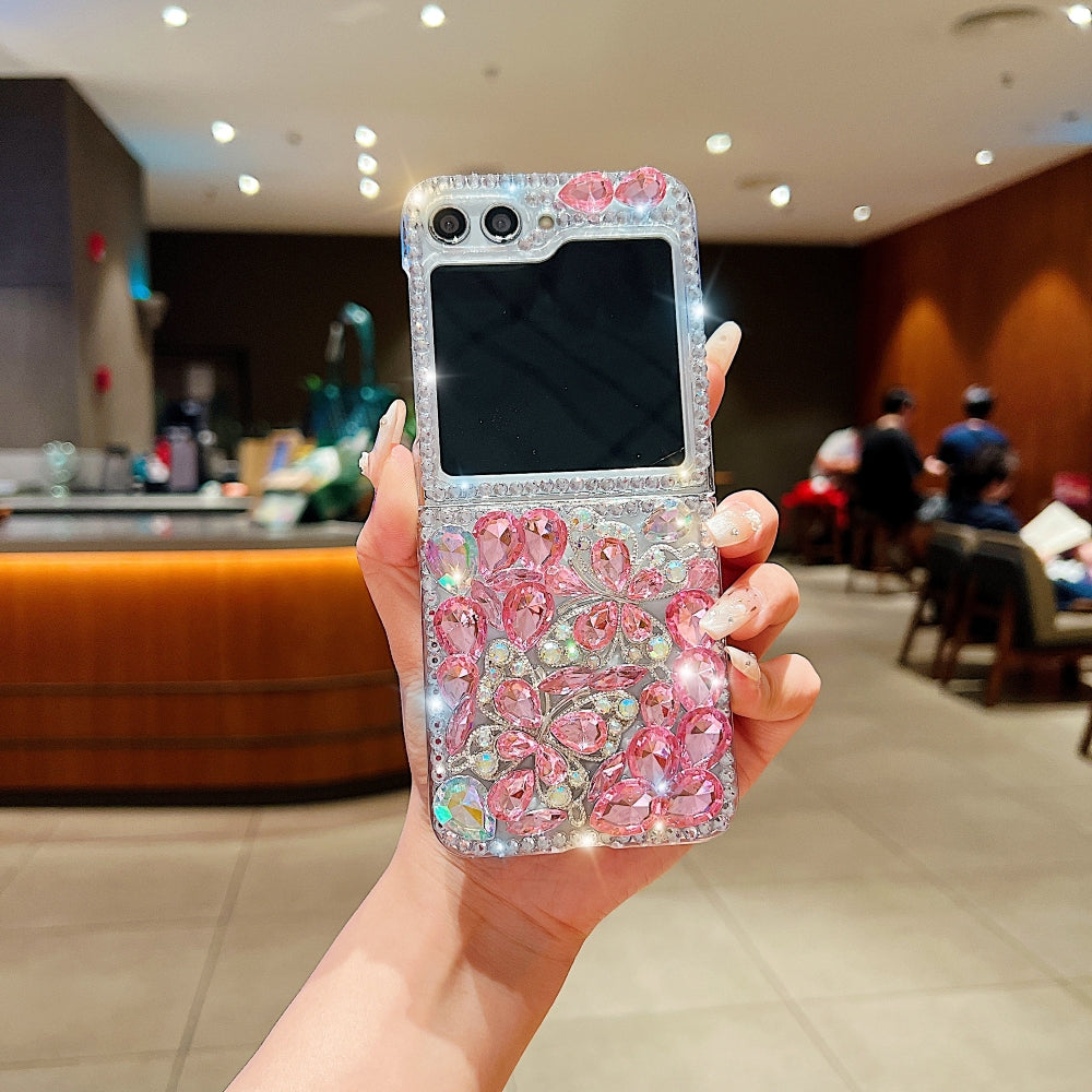 Full Covered Diamond and Butterfly Charm TPU (Soft) Phone Case | Mobile Cover - Samsung Z Flip 6