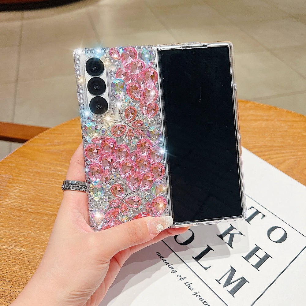 Full Covered Diamond and Butterfly Charm TPU (Soft) Phone Case | Mobile Cover - Samsung Z Fold 6