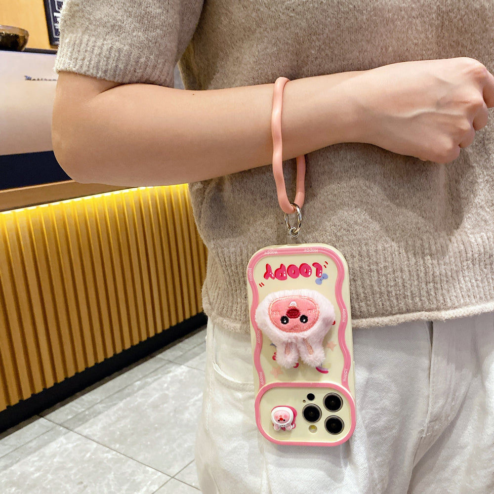 Fur Cartoon Wave Style Color Printing TPU (Soft) Camera Protection Phone Case - iPhone 15 Pro