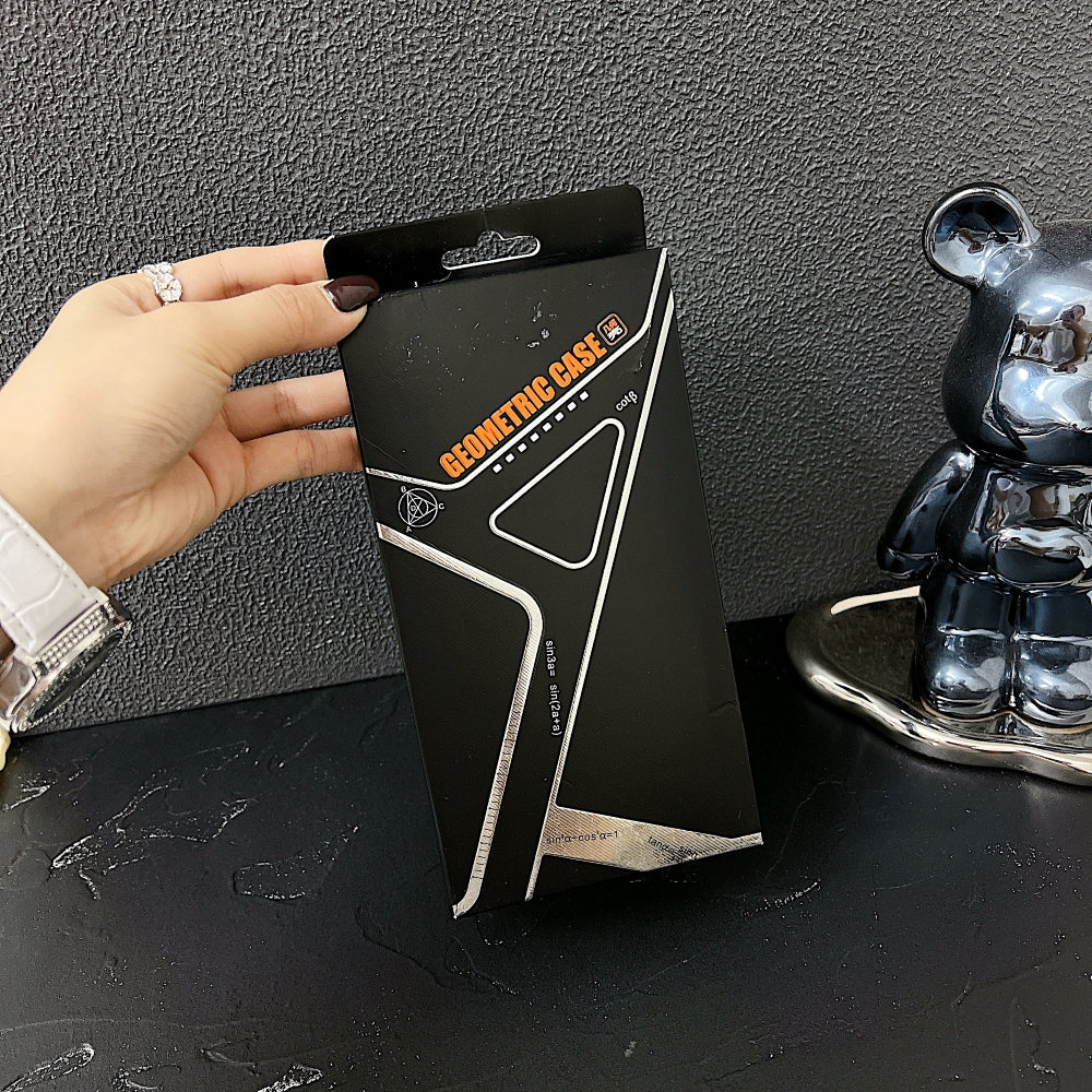 Geometric Metal Phone Case with Bracket Stand - iPhone 15 Pro Max