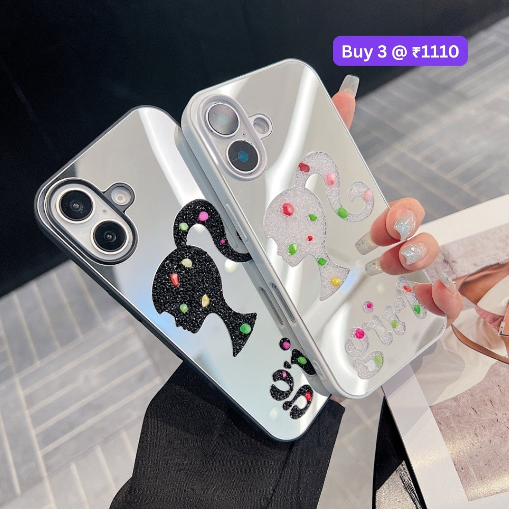 Girl Printed Graphic Mirror Phone Case - iPhone 16 Plus