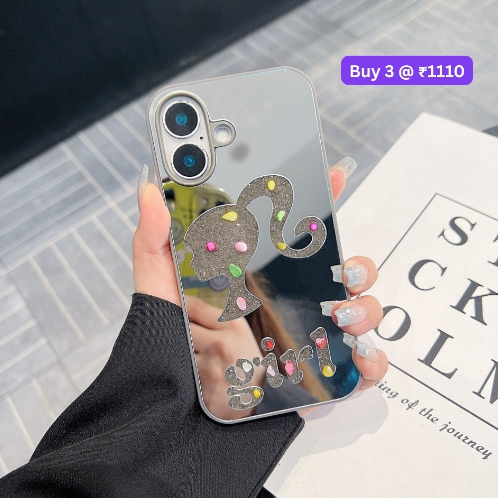 Girl Printed Graphic Mirror Phone Case - iPhone 16 Plus