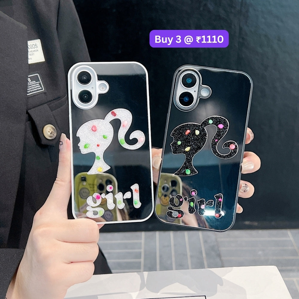 Girl Printed Graphic Mirror Phone Case - iPhone 16 Plus
