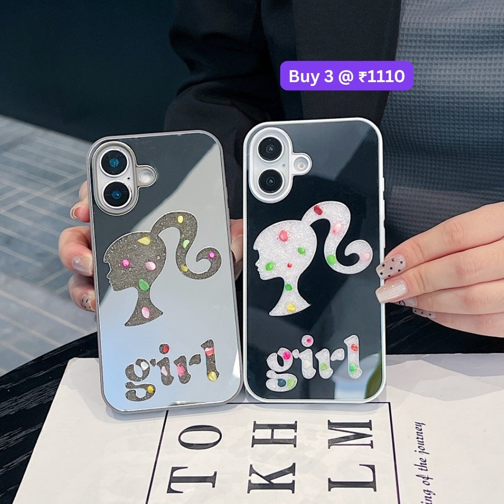 Girl Printed Graphic Mirror Phone Case - iPhone 16 Plus