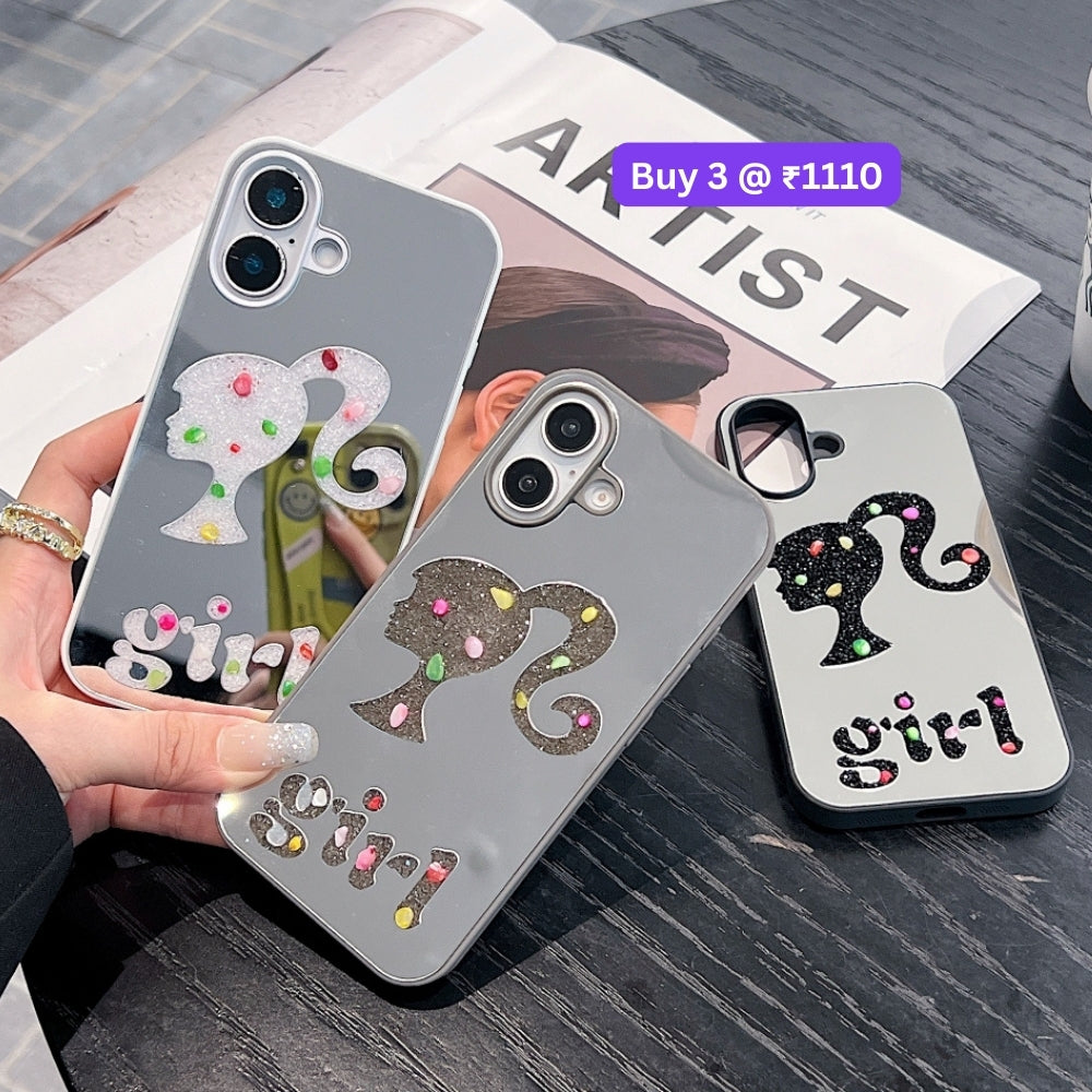 Girl Printed Graphic Mirror Phone Case - iPhone 16 Plus