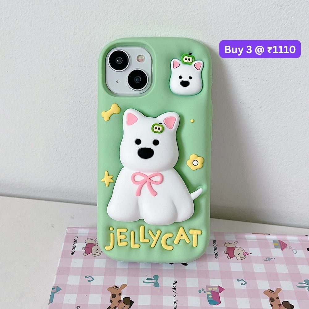 Green Westigo Dog Stand Anti-Fall Silicone Soft Phone Case | Mobile Cover - iPhone 13 Pro Max