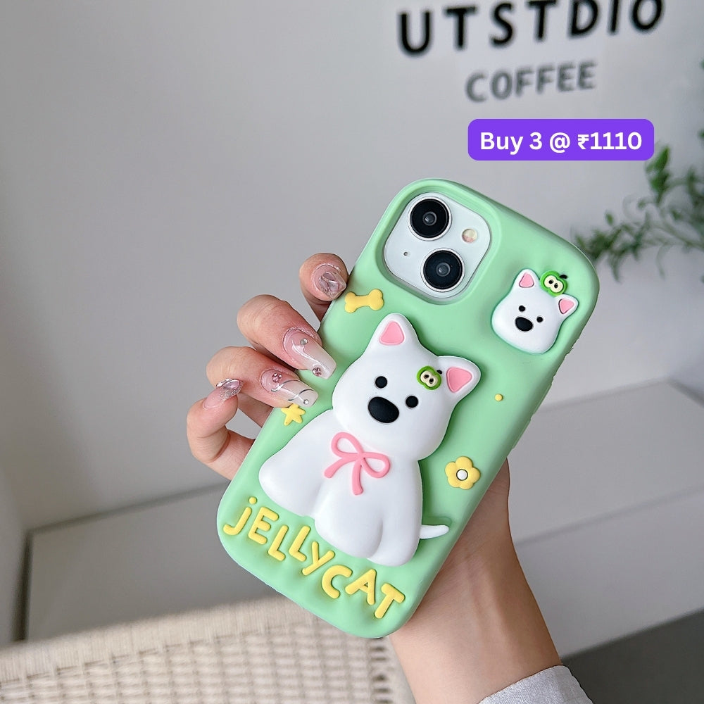 Green Westigo Dog Stand Anti-Fall Silicone Soft Phone Case | Mobile Cover - iPhone 16 Plus