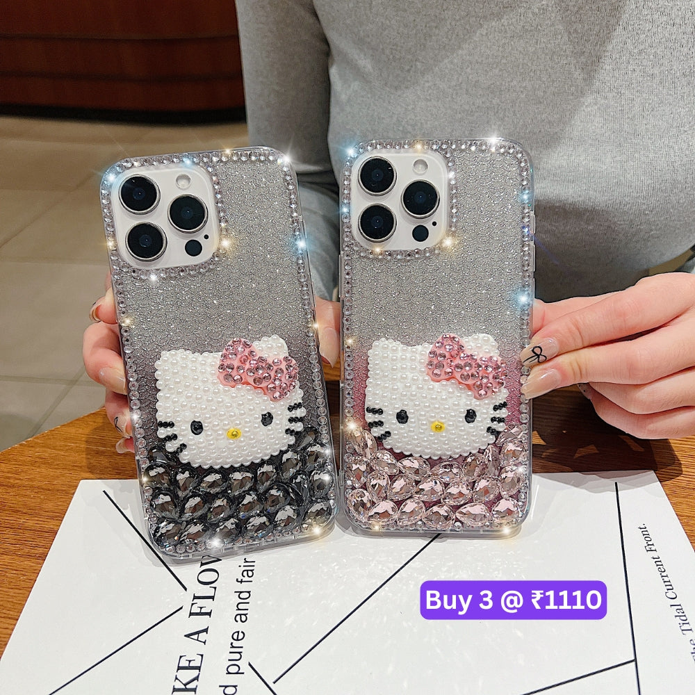 Handmade 3D Pearl Kitty PC (Hard) Phone Case - iPhone 14