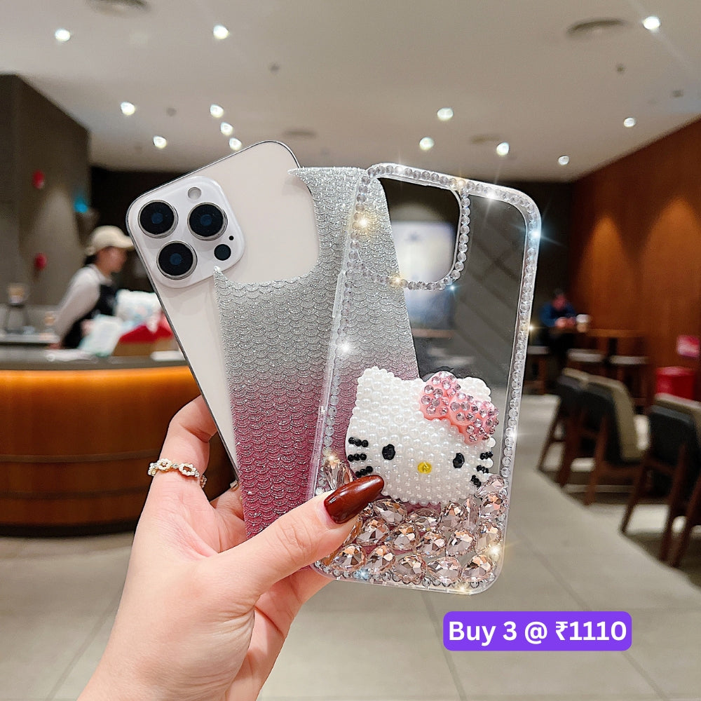 Handmade 3D Pearl Kitty PC (Hard) Phone Case - iPhone 14