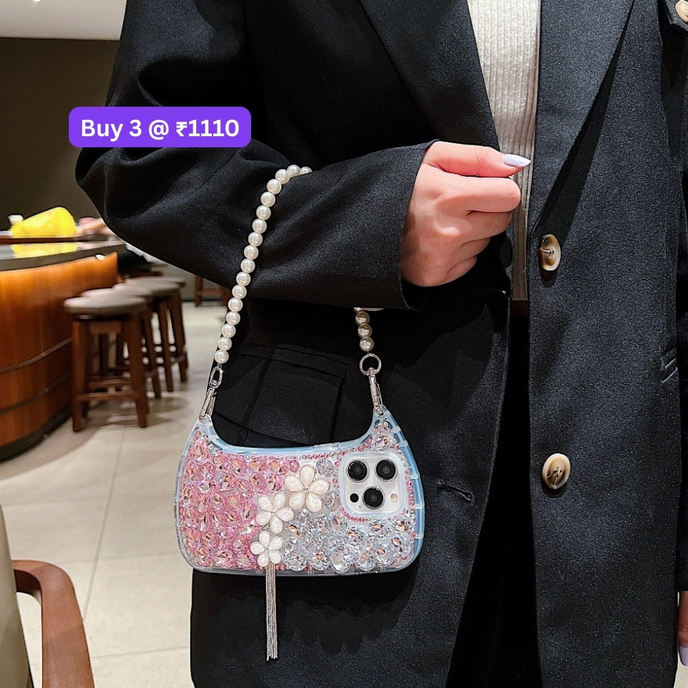 Handmade Flower Diamond Phone Case - iPhone 15 Pro Max